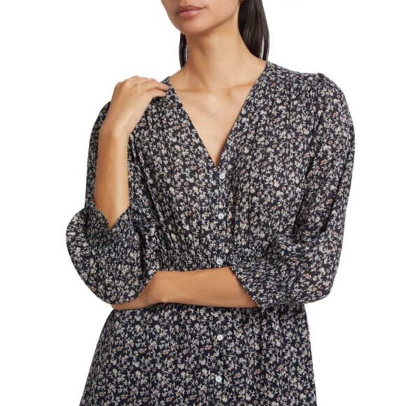 Veronica Beard 'Katari' Floral-Print Cotton Mini Dress, Navy Multi - Picture 5 of 5